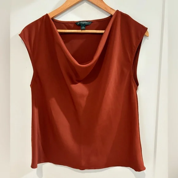 Banana Republic COWL-NECK TOP MAXI SLIP SKIRT SLIT Burnt Carmel - Picture 2 of 5